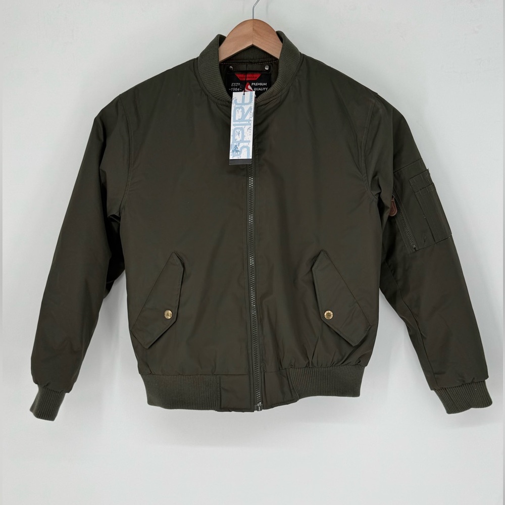 NWT Spire By Galaxy Men's Olive Green Flight Bomber Coat Jacket Size Small X0